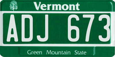 VT license plate ADJ673