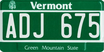 VT license plate ADJ675