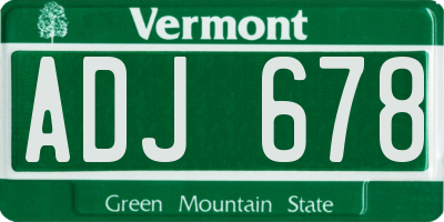 VT license plate ADJ678