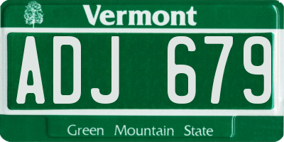 VT license plate ADJ679