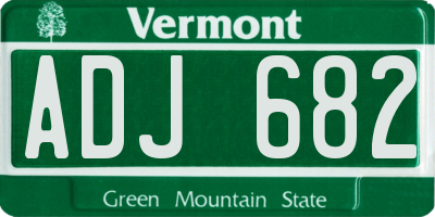 VT license plate ADJ682