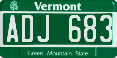 VT license plate ADJ683