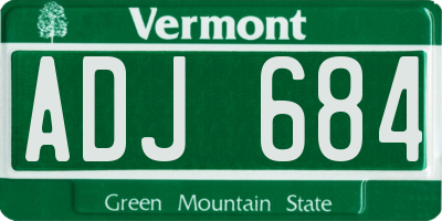 VT license plate ADJ684