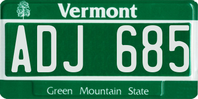 VT license plate ADJ685