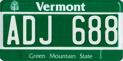 VT license plate ADJ688