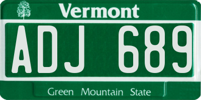 VT license plate ADJ689