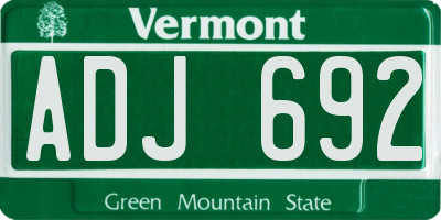 VT license plate ADJ692