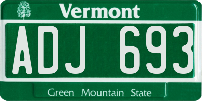 VT license plate ADJ693