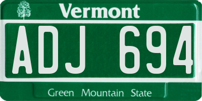 VT license plate ADJ694