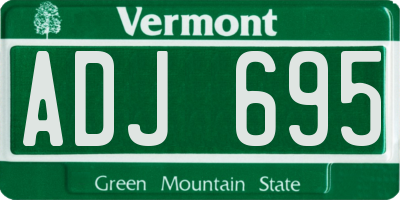 VT license plate ADJ695