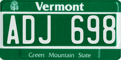 VT license plate ADJ698
