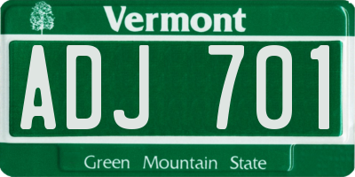 VT license plate ADJ701
