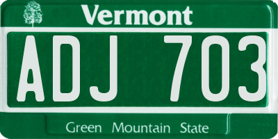 VT license plate ADJ703