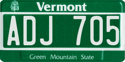 VT license plate ADJ705