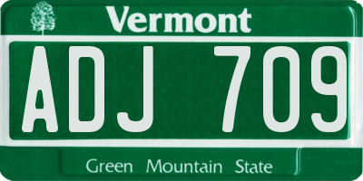 VT license plate ADJ709