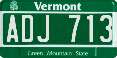 VT license plate ADJ713