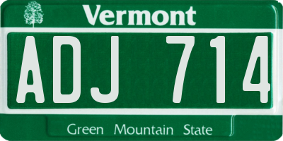 VT license plate ADJ714