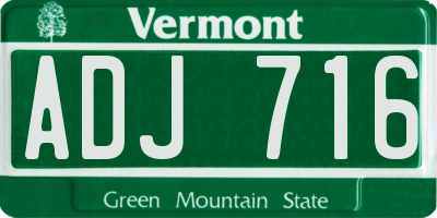 VT license plate ADJ716