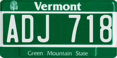 VT license plate ADJ718