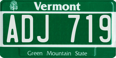 VT license plate ADJ719