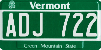 VT license plate ADJ722