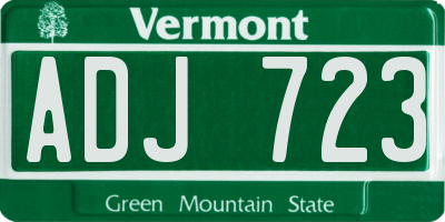VT license plate ADJ723