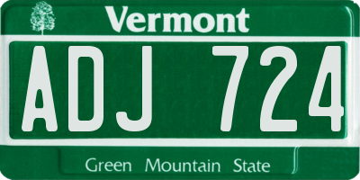 VT license plate ADJ724