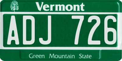 VT license plate ADJ726