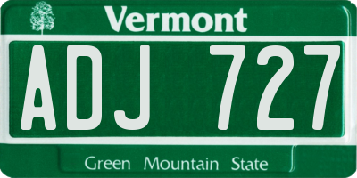 VT license plate ADJ727