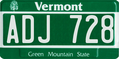VT license plate ADJ728