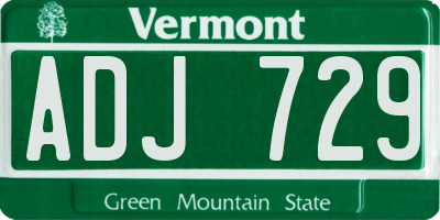 VT license plate ADJ729