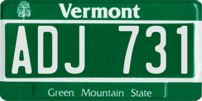 VT license plate ADJ731