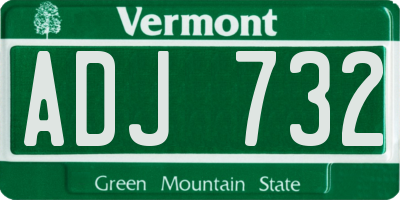 VT license plate ADJ732