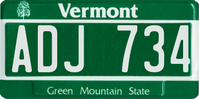 VT license plate ADJ734