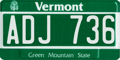 VT license plate ADJ736