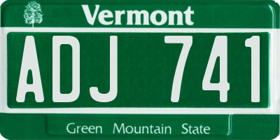 VT license plate ADJ741