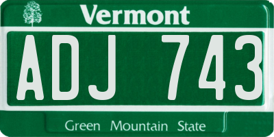 VT license plate ADJ743