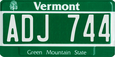 VT license plate ADJ744