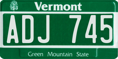 VT license plate ADJ745