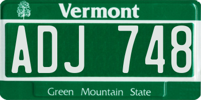 VT license plate ADJ748