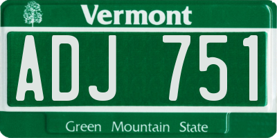VT license plate ADJ751