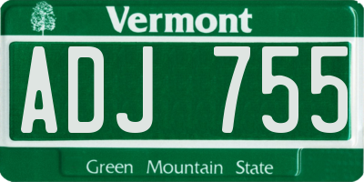 VT license plate ADJ755