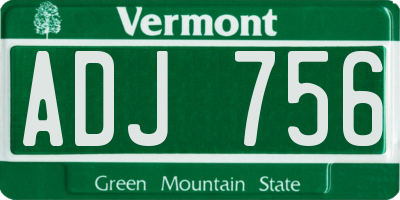 VT license plate ADJ756