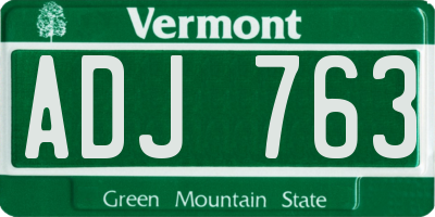 VT license plate ADJ763