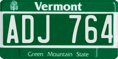 VT license plate ADJ764