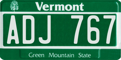 VT license plate ADJ767