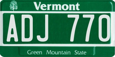 VT license plate ADJ770