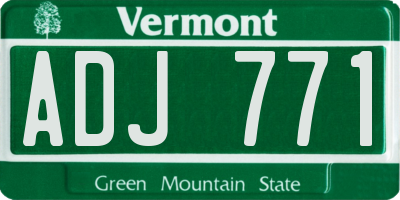 VT license plate ADJ771