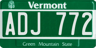 VT license plate ADJ772