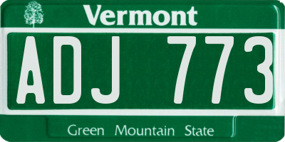 VT license plate ADJ773